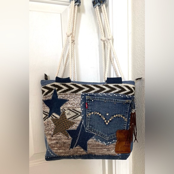 Denim & Knit Sweater-Upcycled Bag | Eco-Friendly, Handmade, One-of-a-Kind - Picture 7 of 16